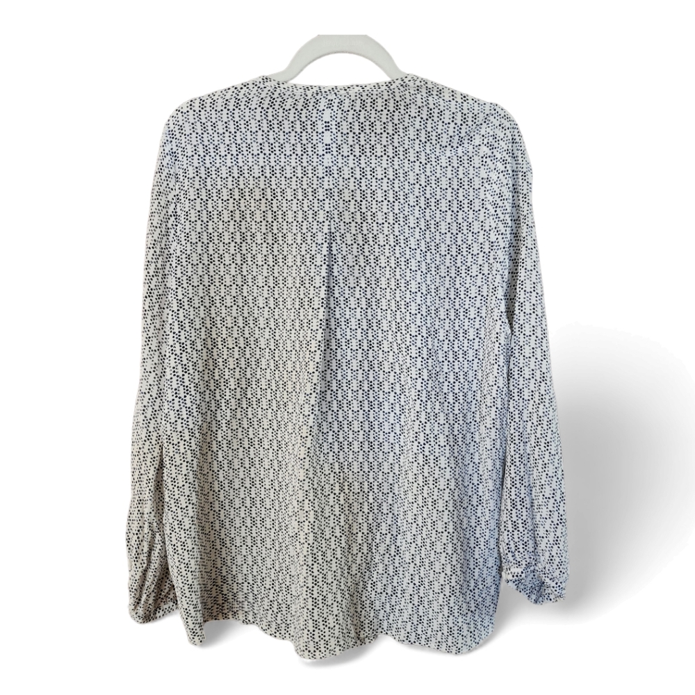 Joie Abstract Dot Print Silk Peasant Blouse Size Large - Picture 2 of 9